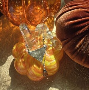 Brown triangle druzy gold citrine 18k gold filled smokey quartz Fall necklace